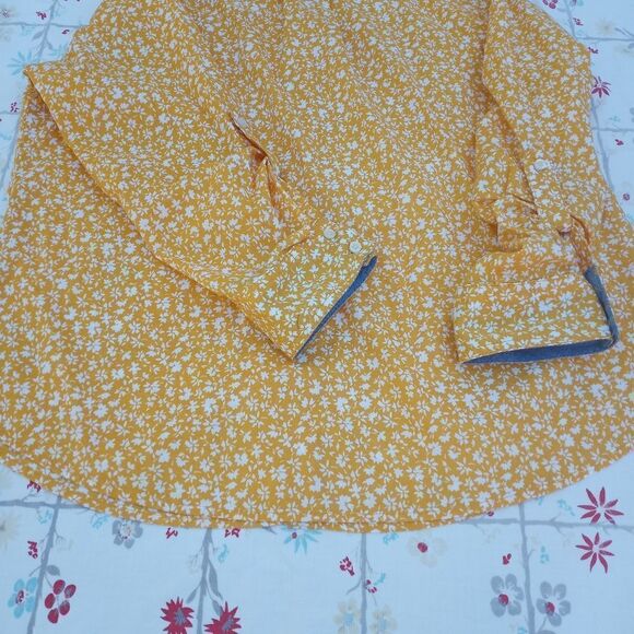 St. John'sBayPXXYellowRoll-tab LngslButtonUp 100%CottonFloralPrint Women'sShirt. - Picture 9 of 9